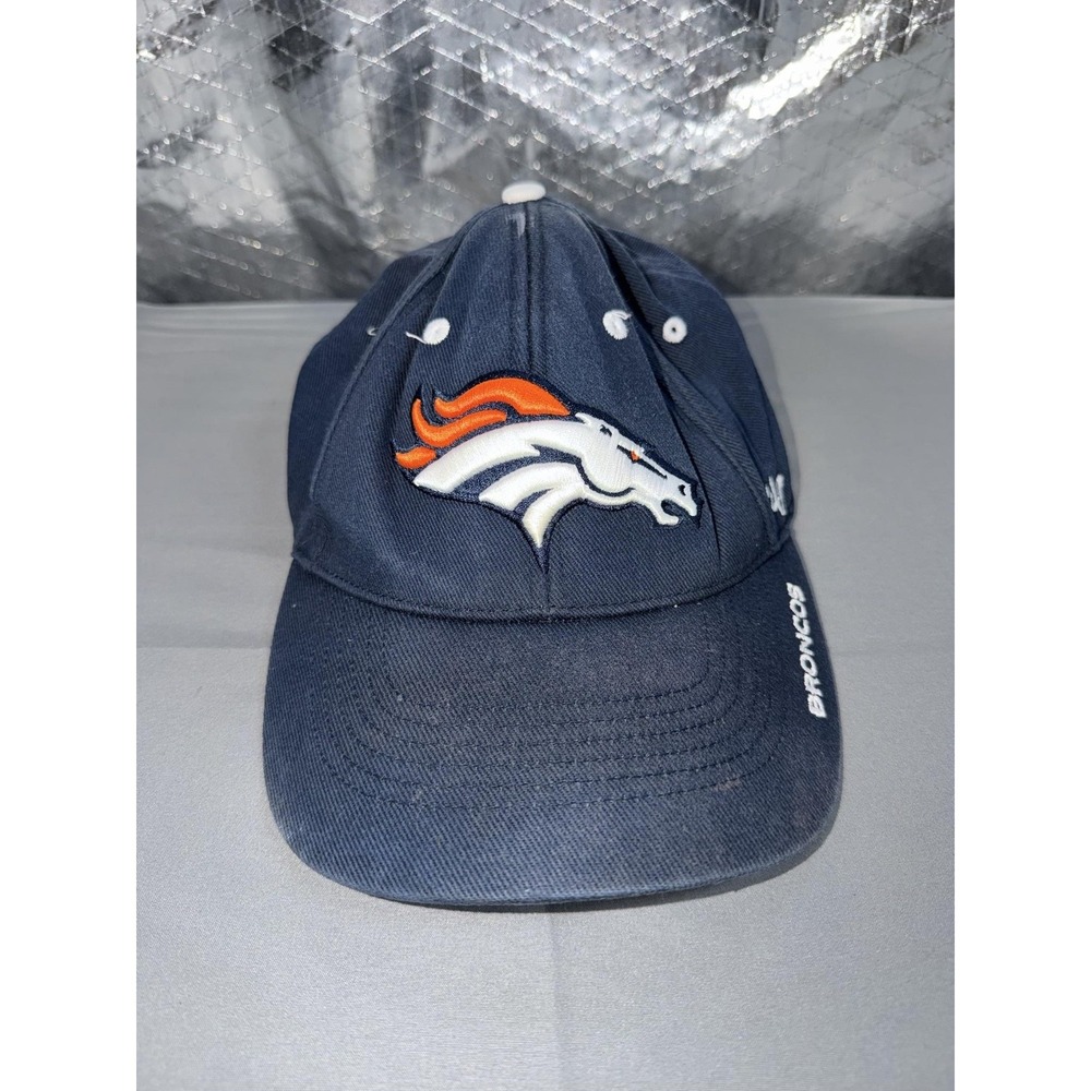 Denver Broncos Hat Cap Strap Back Mens One Size Navy Blue NFL Football '47